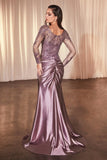 Sandra Gown Lace Long Sleeve Satin Formal Dress