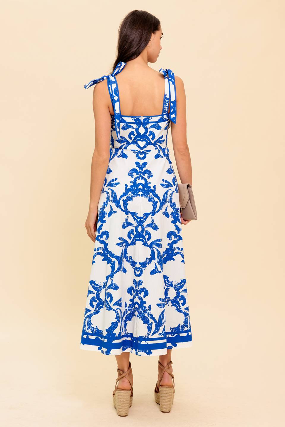 SUNNY DAYS WHITE BLUE MIDI DRESS