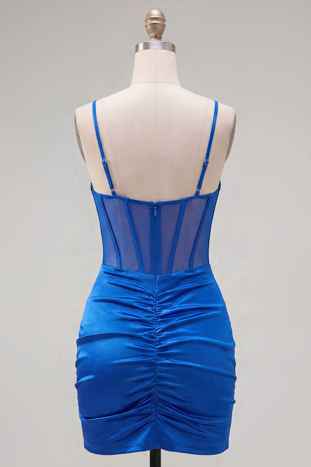 Royal Blue Bodycon Satin Corset Short Homecoming Dress