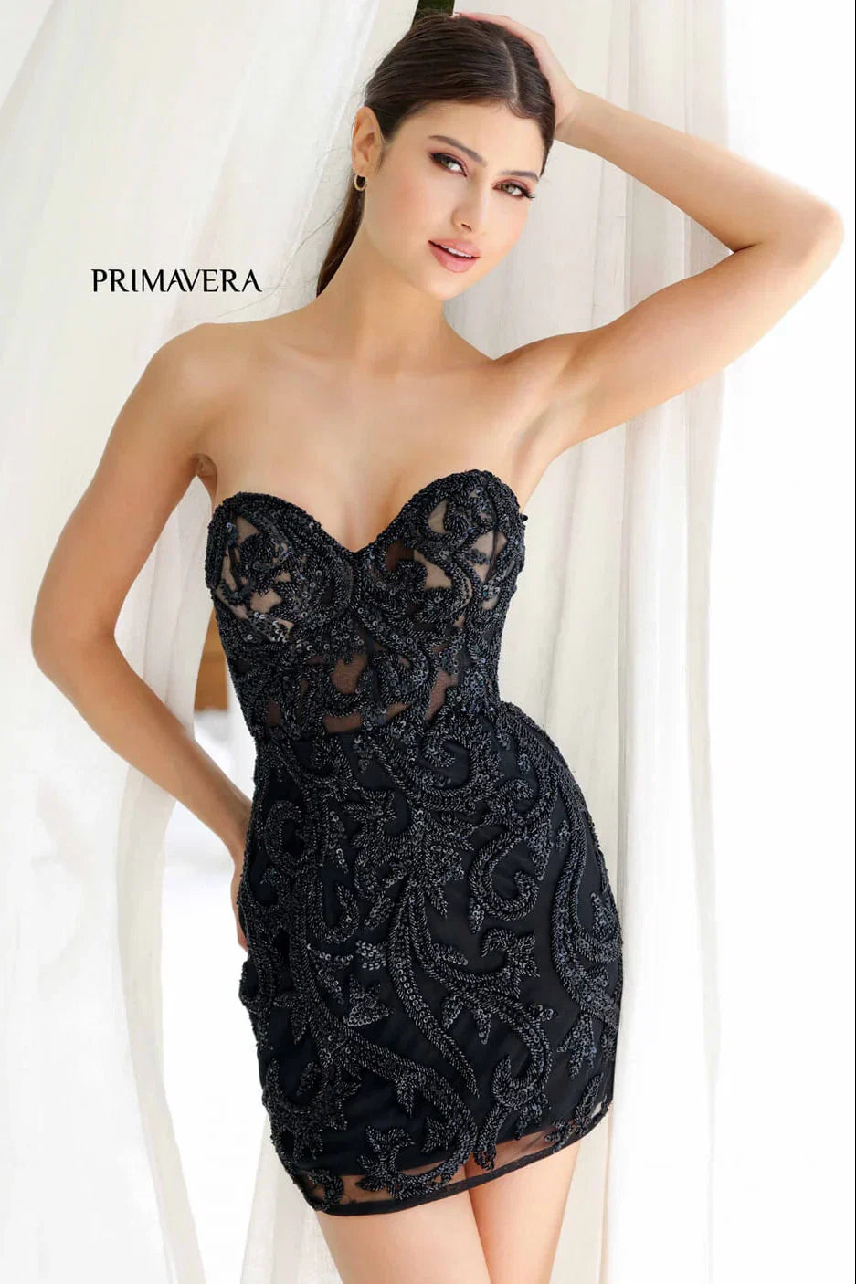 4227 Primavera Corset Beaded Mini Dress