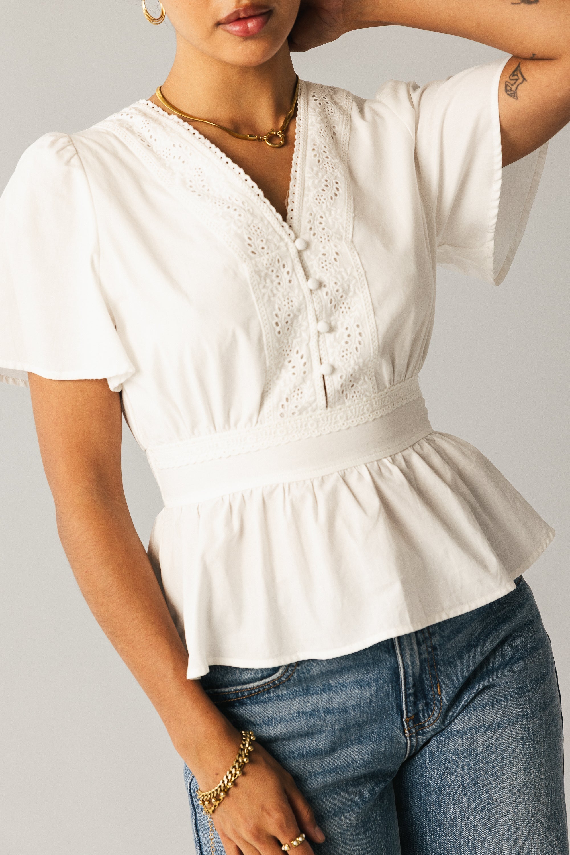 Neo Embroidered Blouse in Ivory FINAL SALE