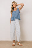 Dorian Embroidered Blouse in Denim FINAL SALE