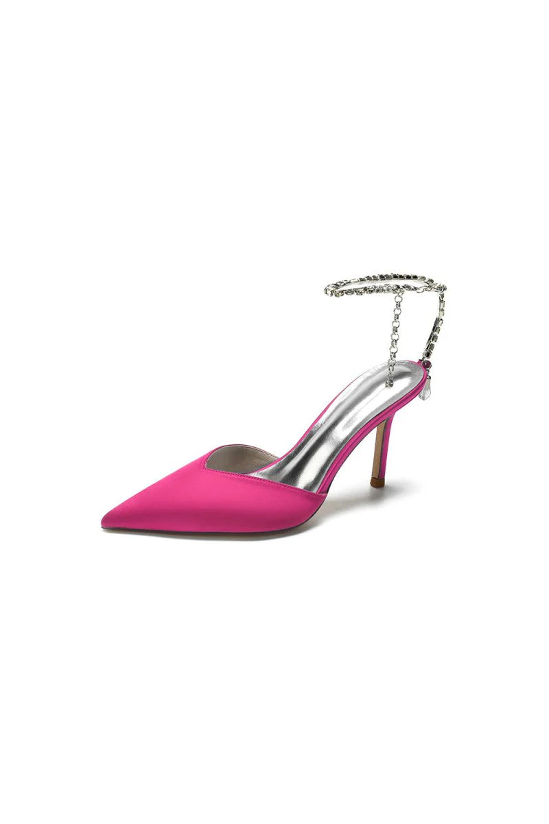 Cocktail Pointed Toe Crystal Strap High Heels