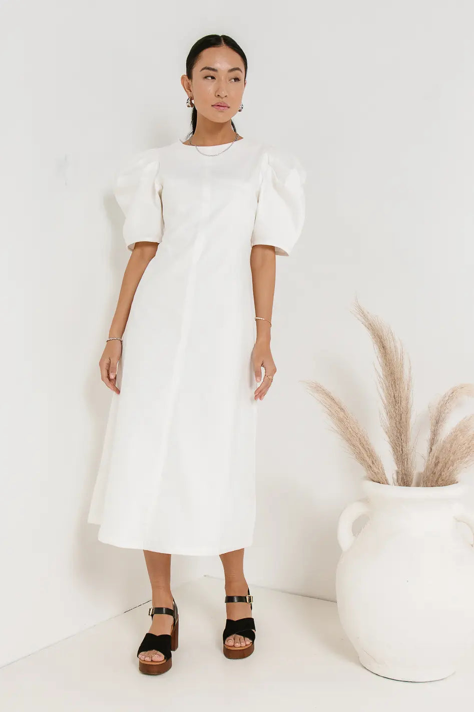 Campbell Denim Dress in Cream FINAL SALE
