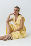 Barb Pleated Midi Dress in Yellow