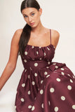 POLKA DOT CHIC BURGUNDY MIDI DRESS
