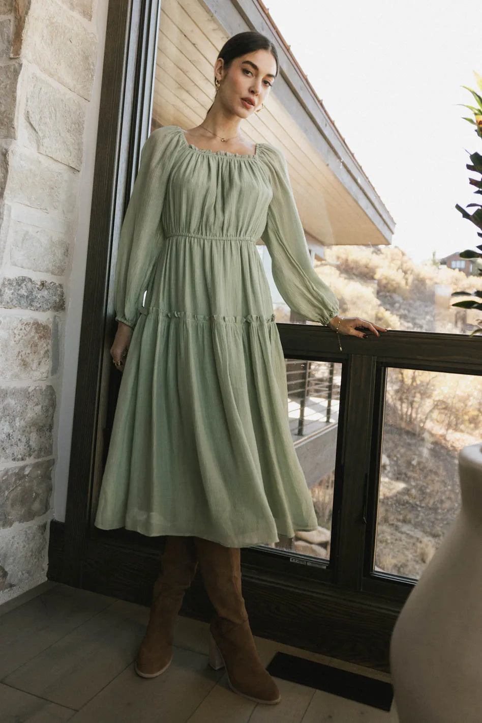 Finnian Midi Dress in Sage FINAL SALE