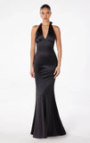 MAREN SATIN HALTER MAXI DRESS