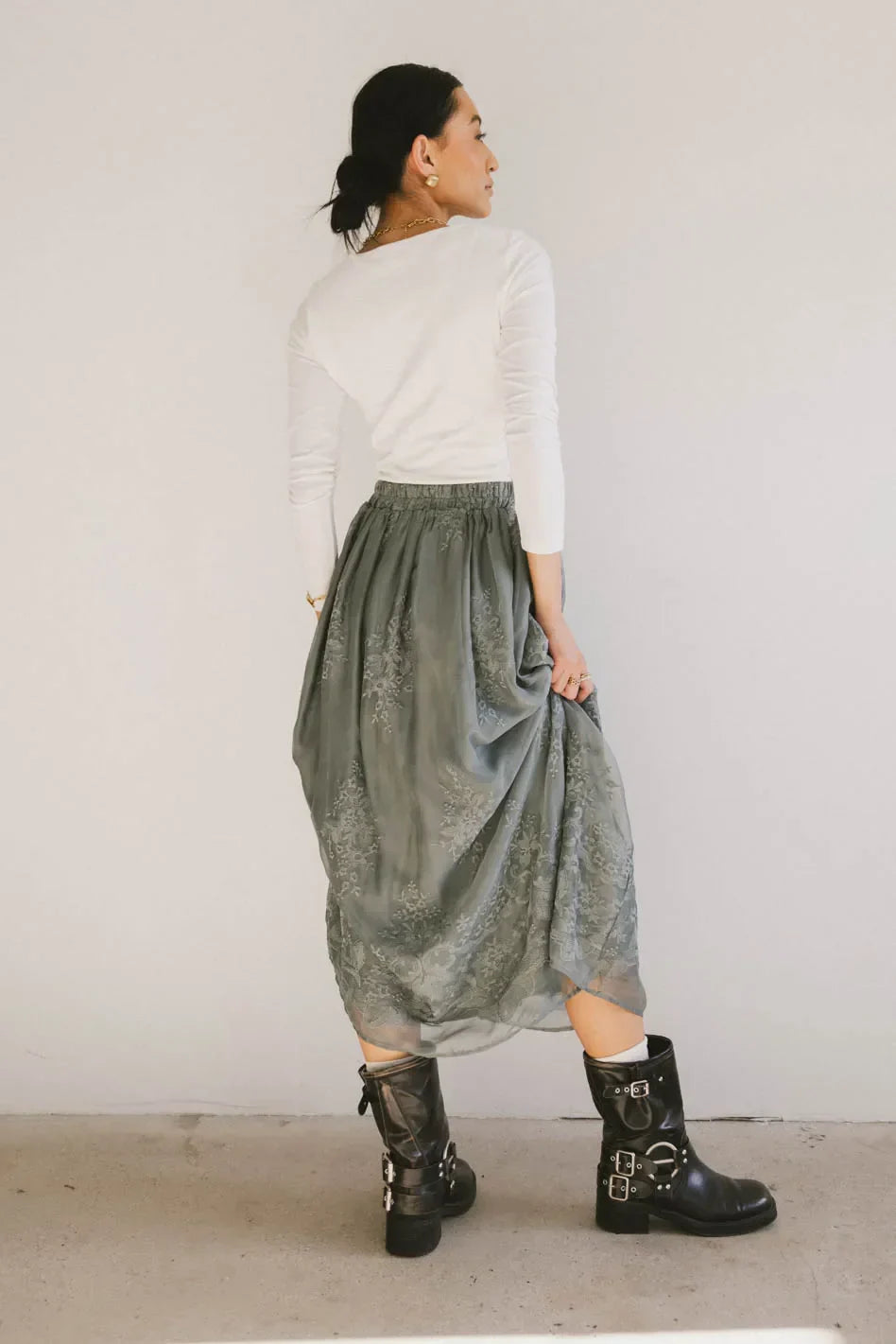 Grace Floral Tulle Skirt in Teal FINAL SALE