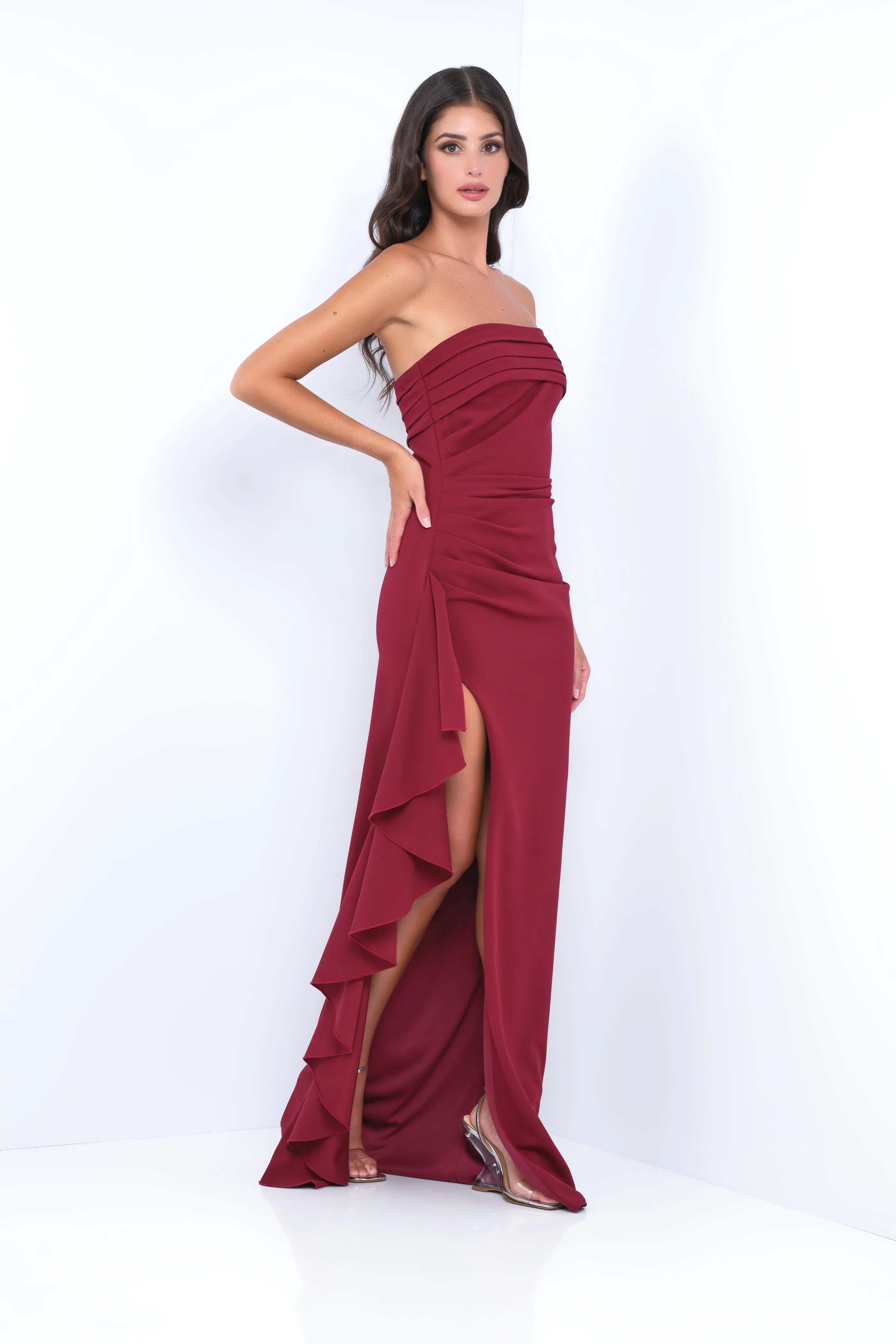 Marie Strapless Maxi Dress Burgundy
