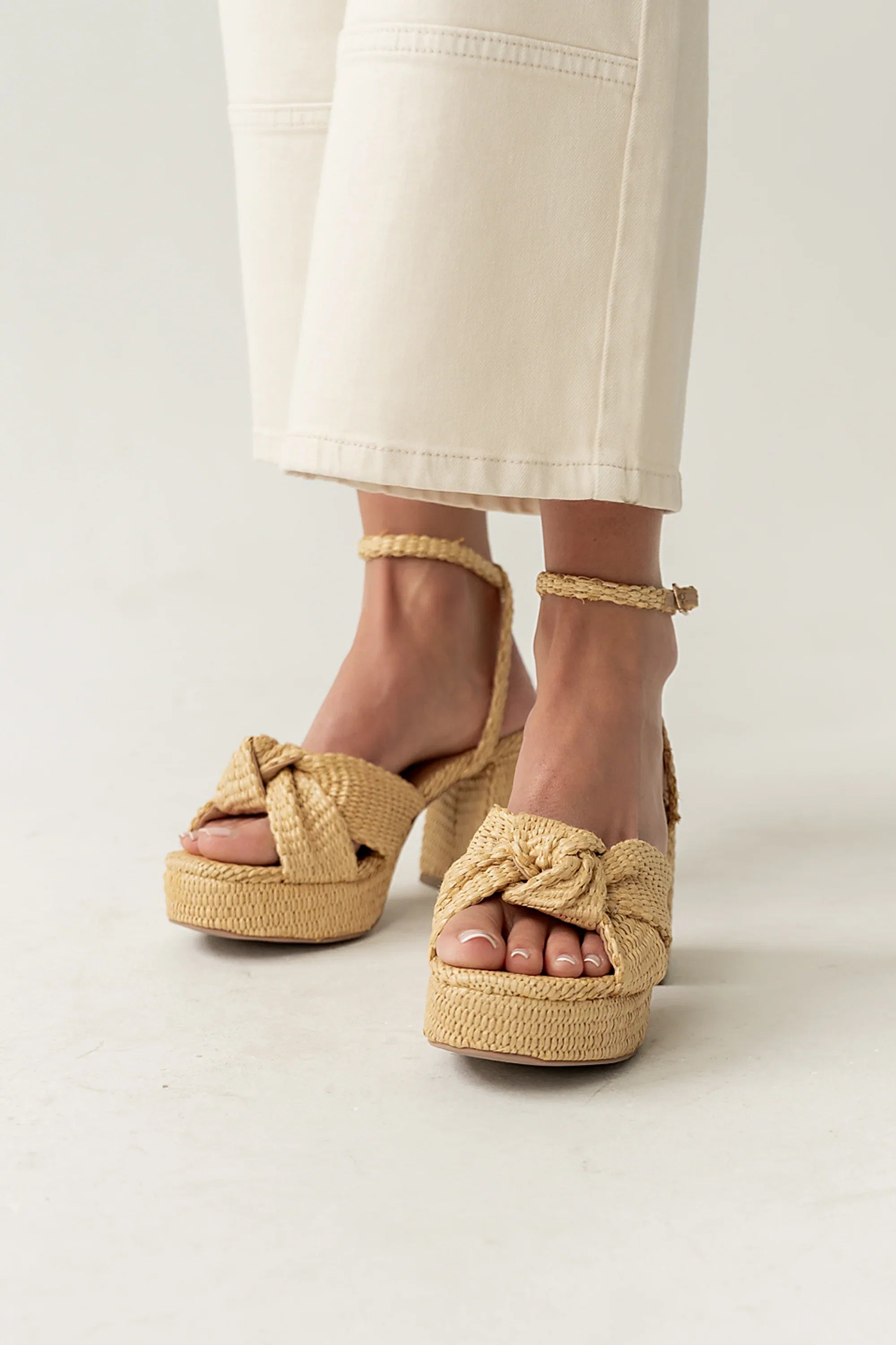 Reese Raffia Block Heels