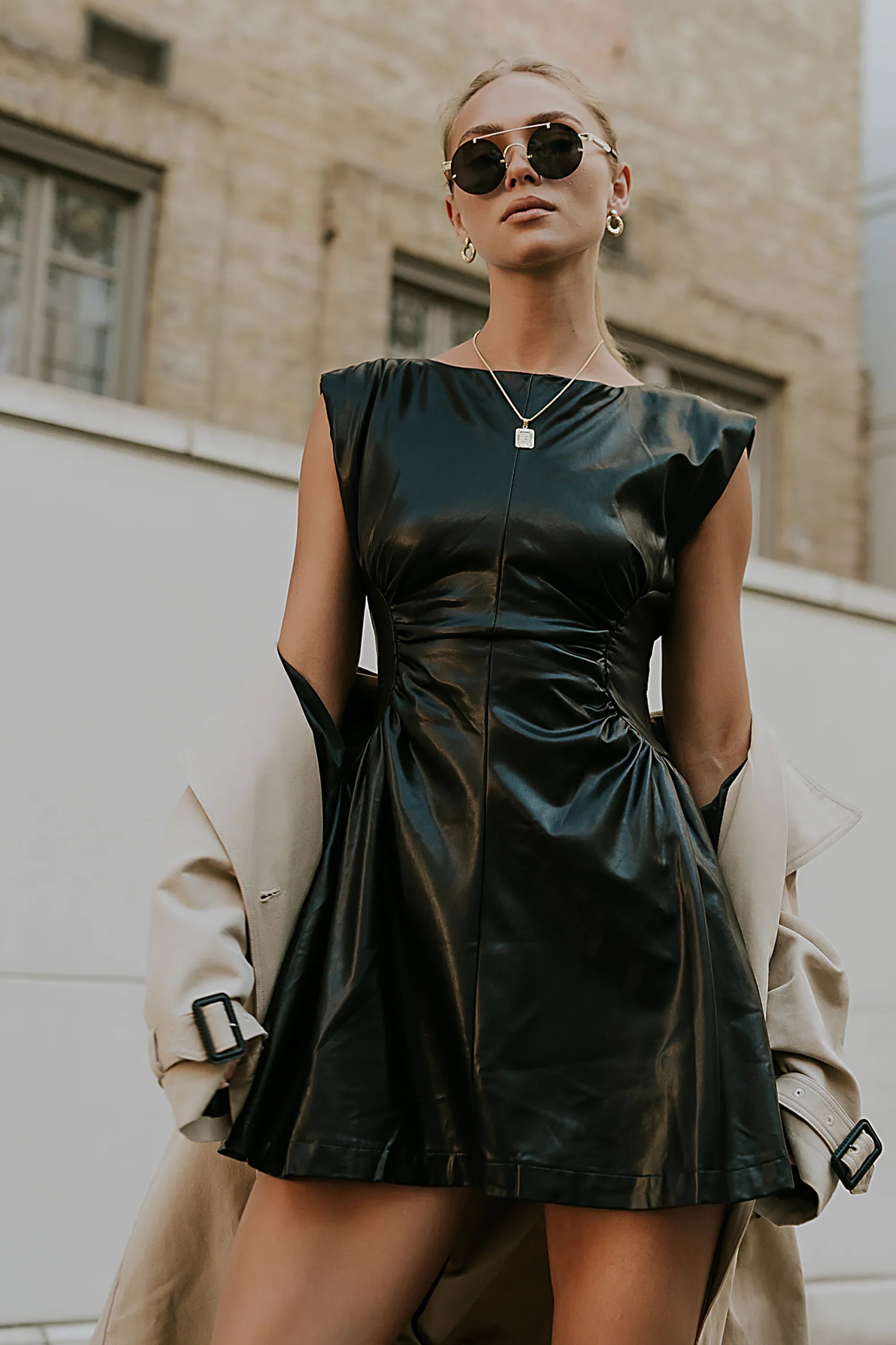 Xiomara Vegan Leather Mini Dress FINAL SALE