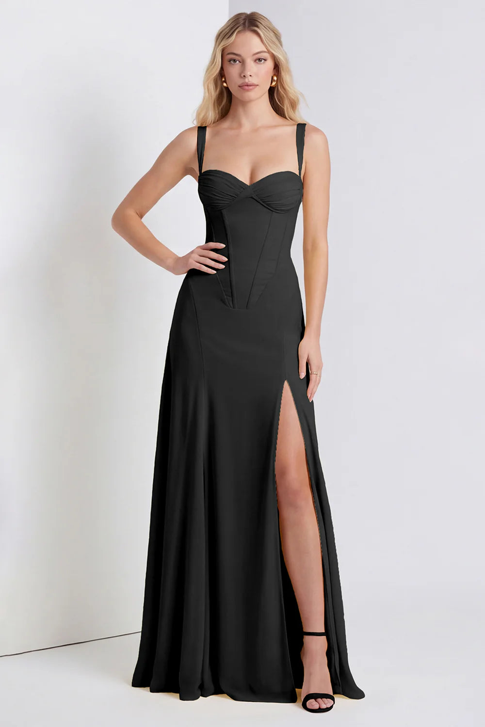 Daffodil Corset A Line Lace up Back Maxi Dress with Slit