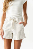 Beckie Striped Denim Shorts in Ivory