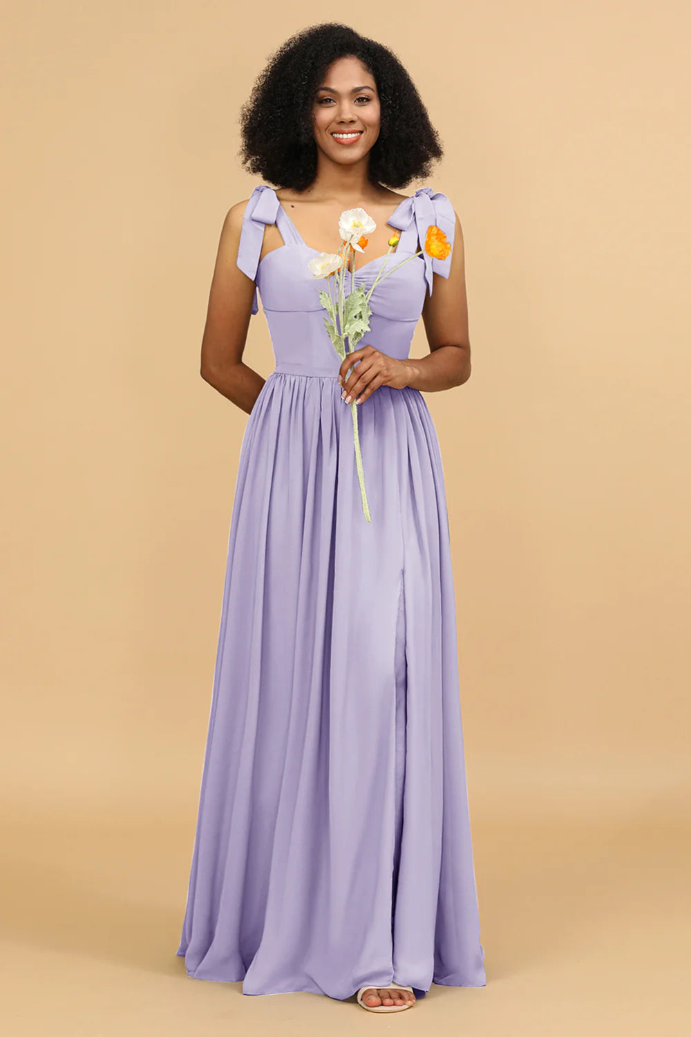 Sweetheart Sleeveless Long Chiffon Bridesmaid Dress with Slit