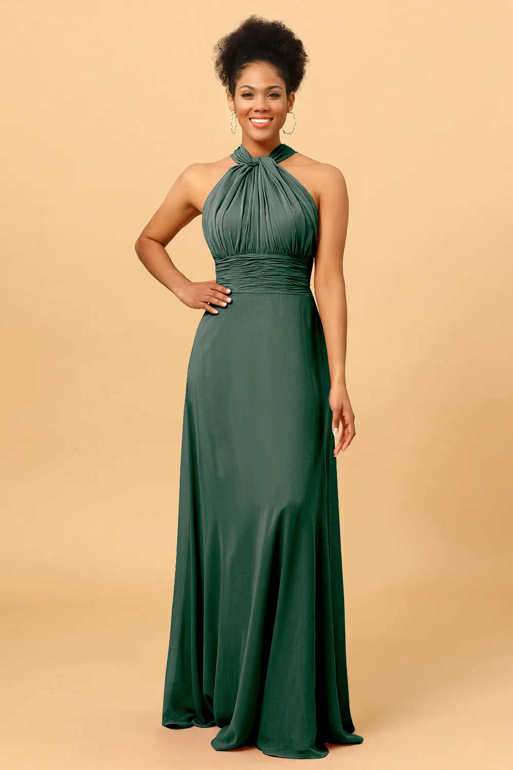 A Line Convertible Long Chiffon Bridesmaid Dress