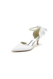 Pointed Toe Ribbons Faux Pearl Pumps