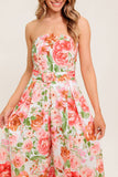 DAWN STRAPLESS MIDI DRESS PINK FLORAL