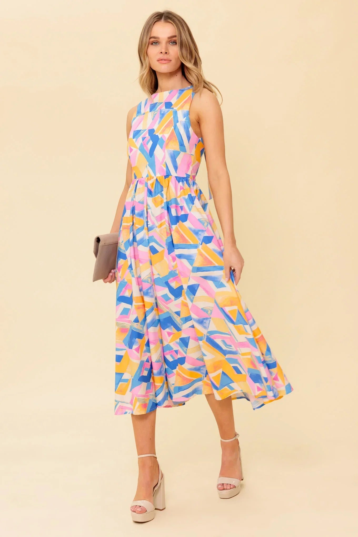 PATTON PARK MIDI DRESS POWDER BLUE PINK