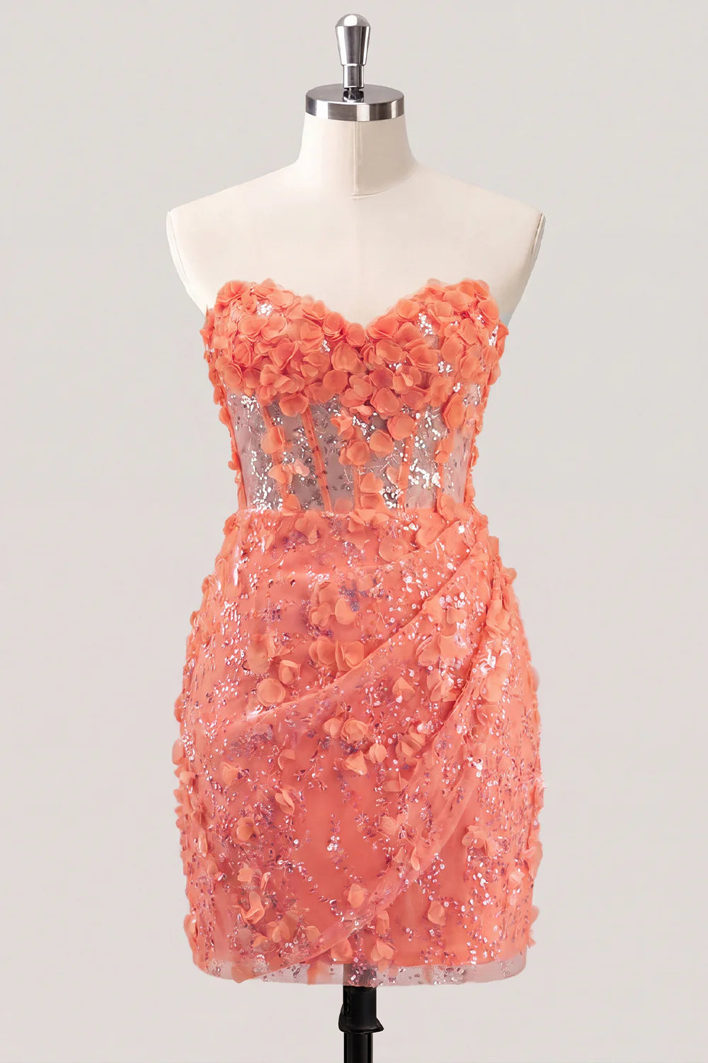 Bodycon Corset Strapless Sequin Light Blue Homecoming Dress