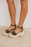 Pascha Wedge Sandal in Olive FINAL SALE