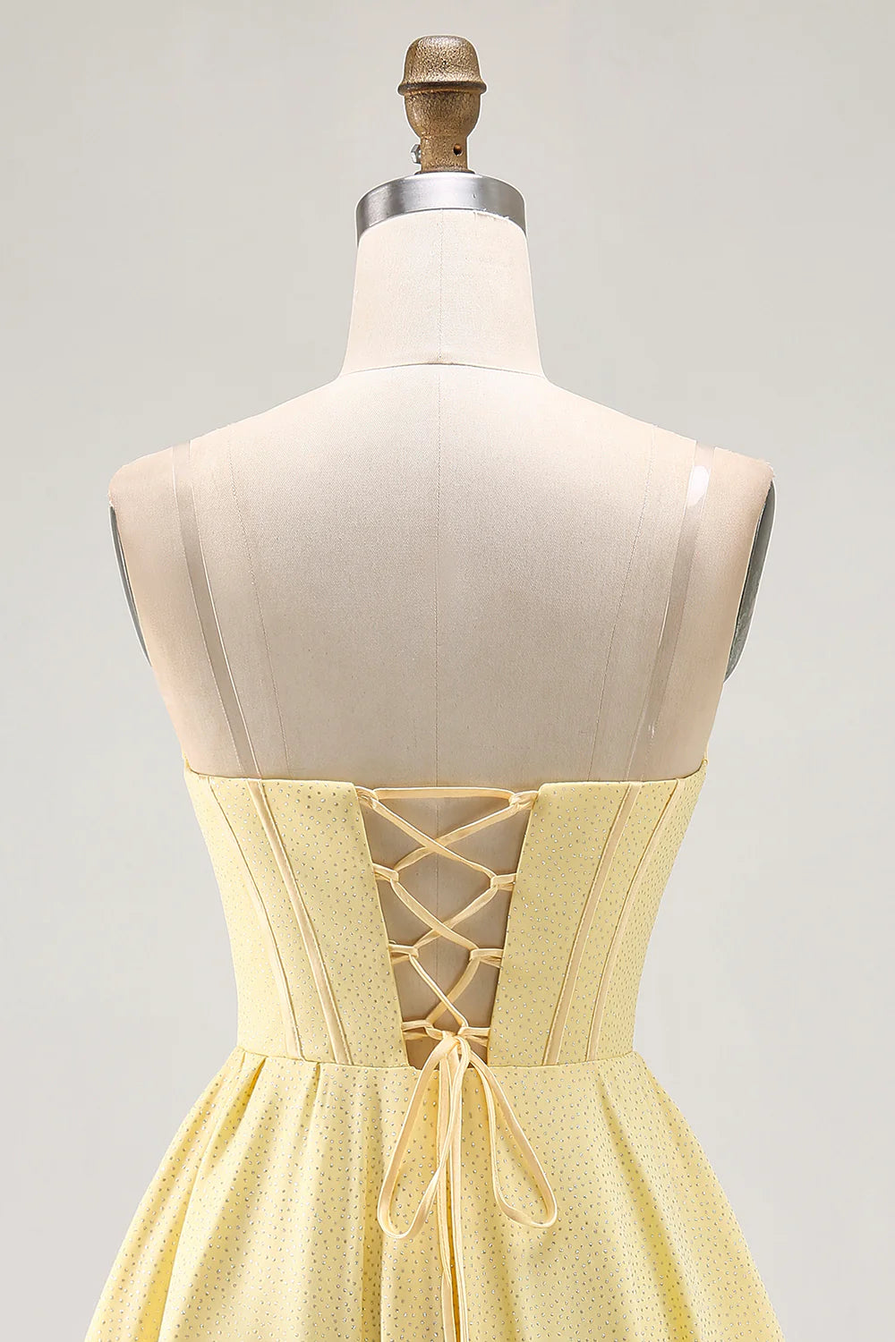 A Line Sunshine Yellow Strapless Corset Mini Homecoming Dress with Ruffles