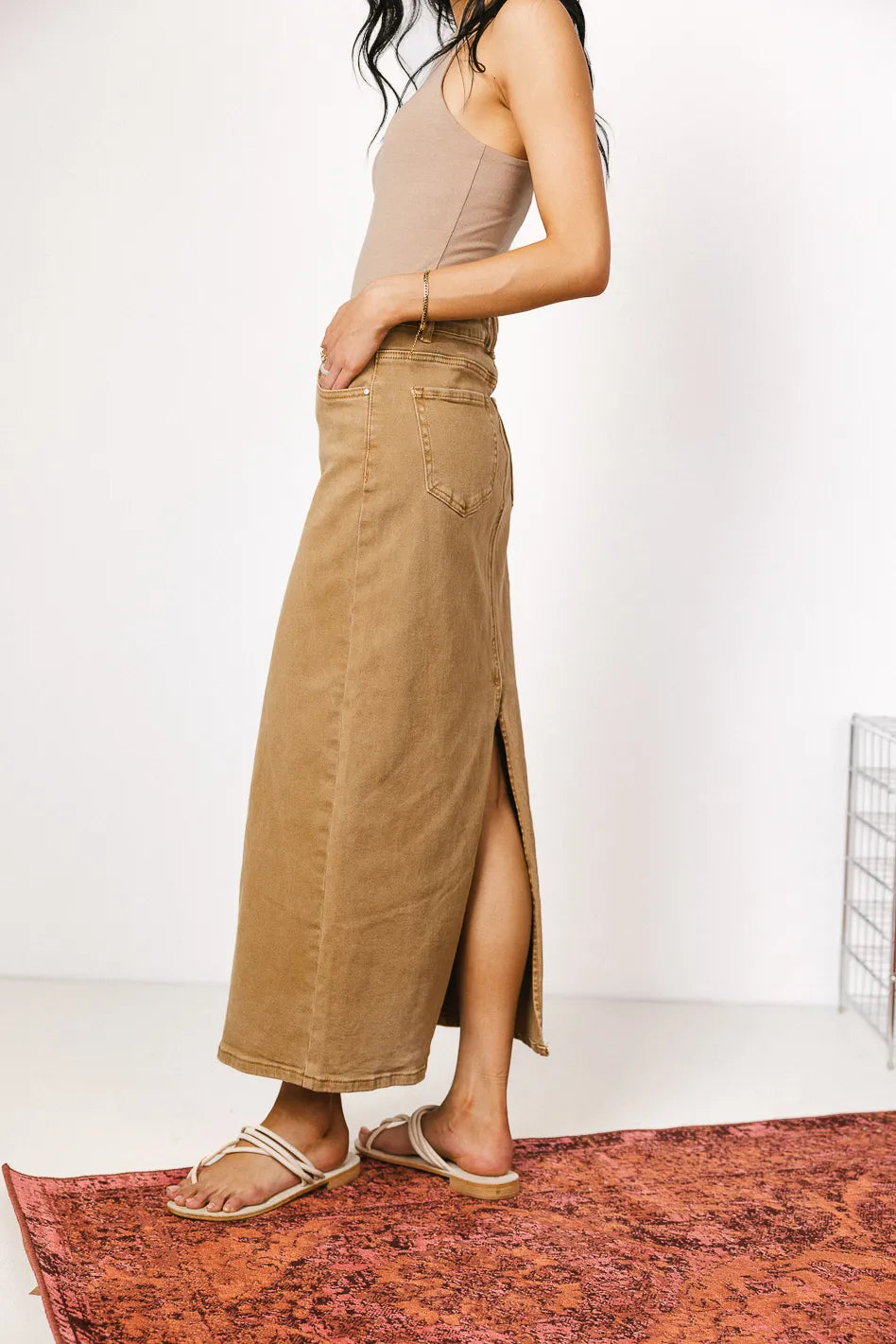 Harley Denim Midi Skirt in Mocha FINAL SALE