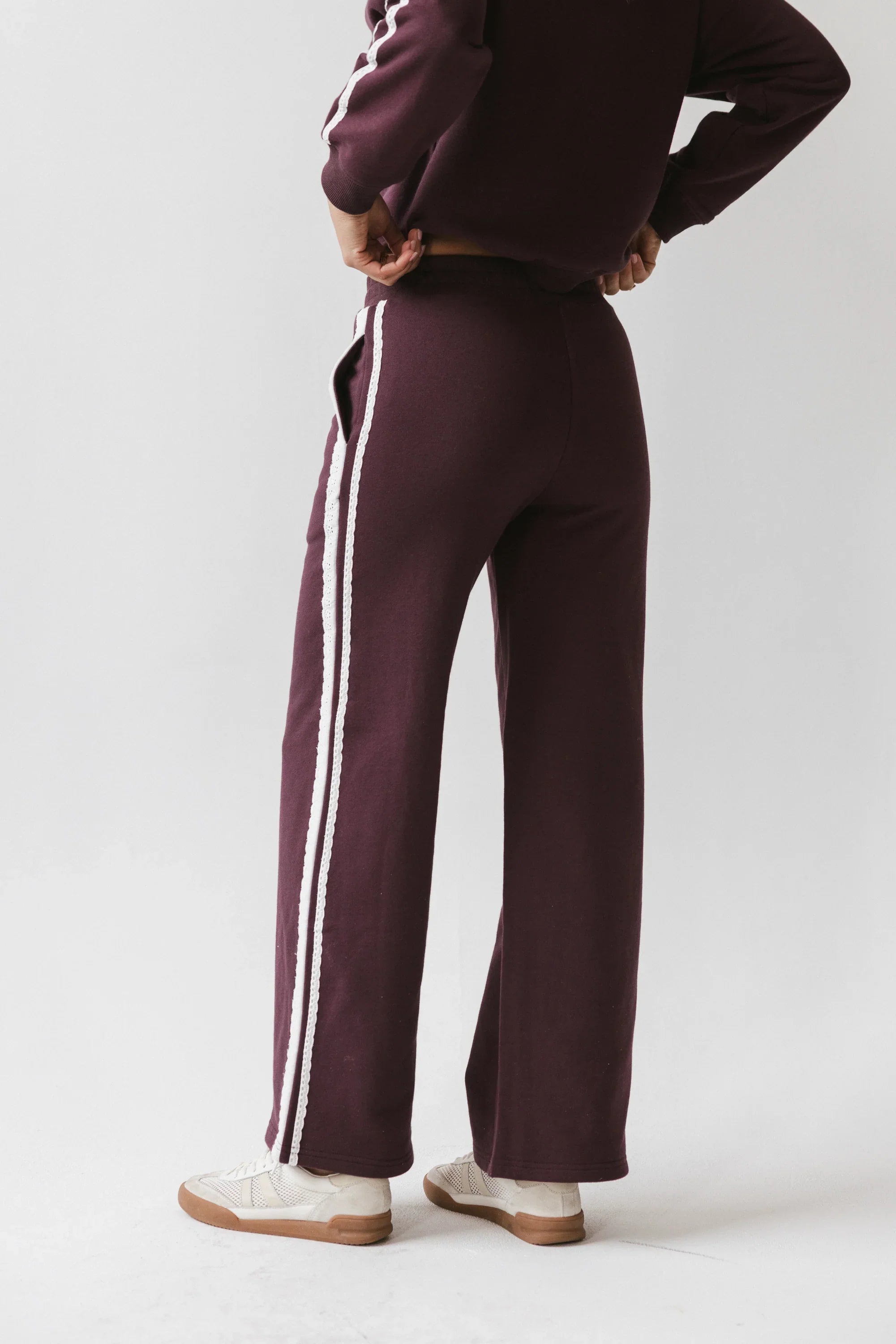Mickey Wide Leg Jogger in Burgundy FINAL SALE