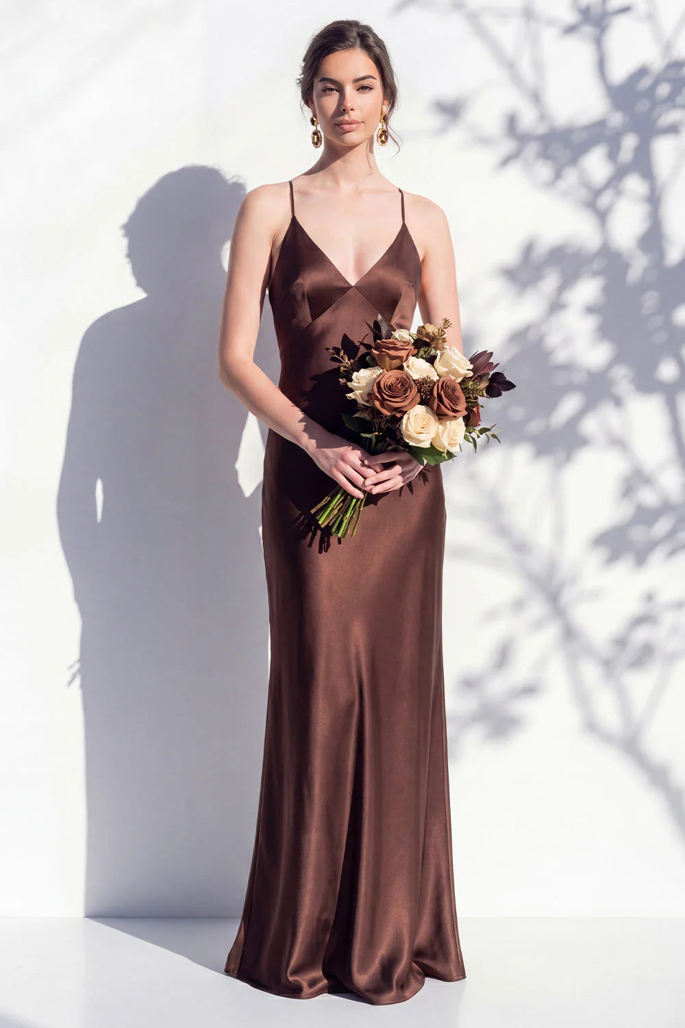 Satin Spaghetti Straps Sheath Sage Bridesmaid Dress
