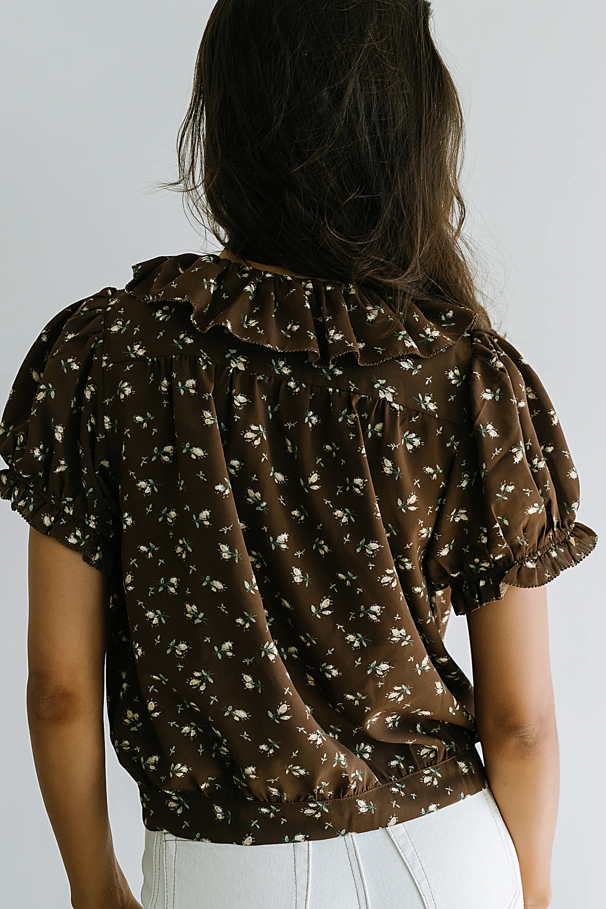 Bennie Collared Blouse in Brown