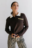 Justine Collared Sweater in Brown