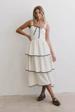 Liza Contrast Trim Dress in Cream FINAL SALE