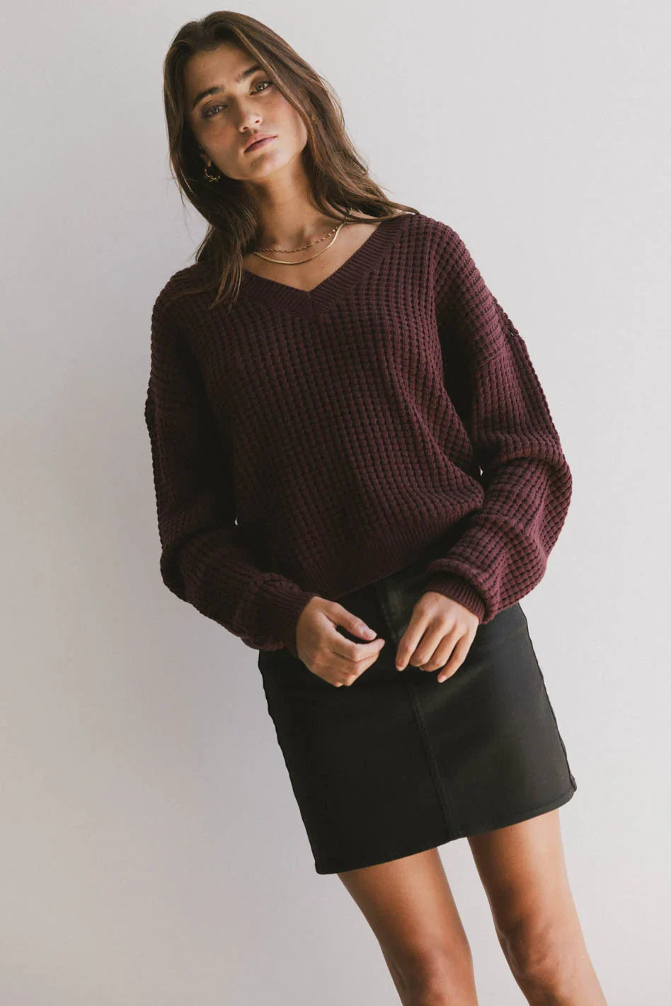 Raychel Knit Sweater in Burgundy FINAL SALE
