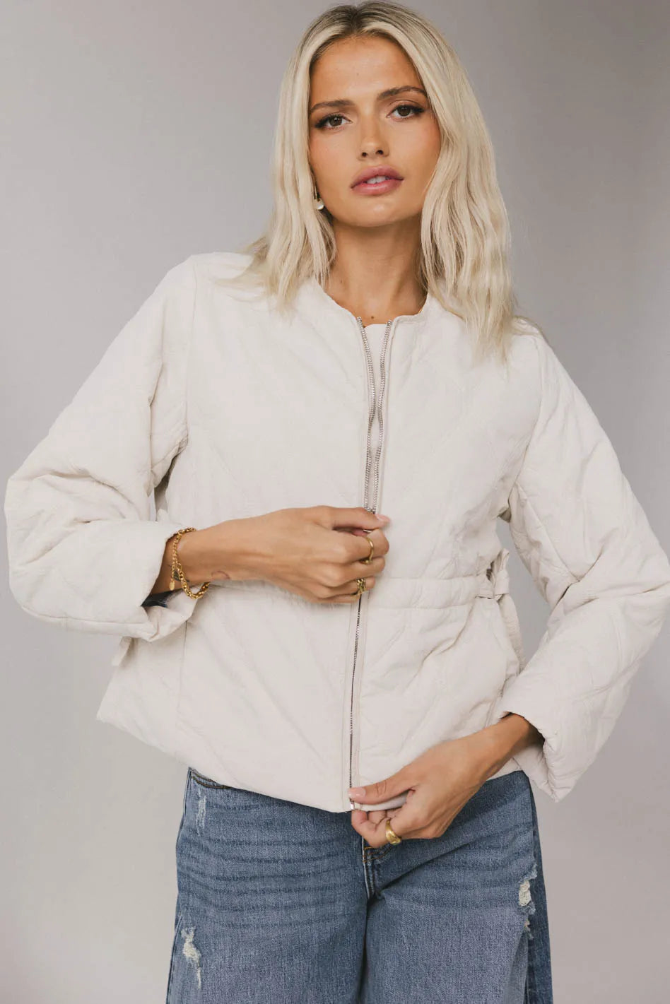 Zola Quilted Jacket in Bone FINAL SALE