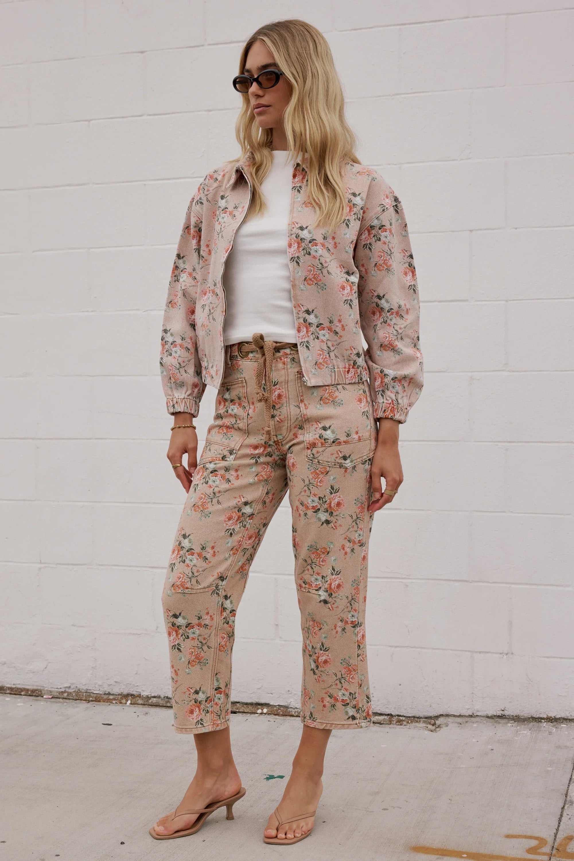 Kellie Floral Barrel Jeans in Vintage Ginger