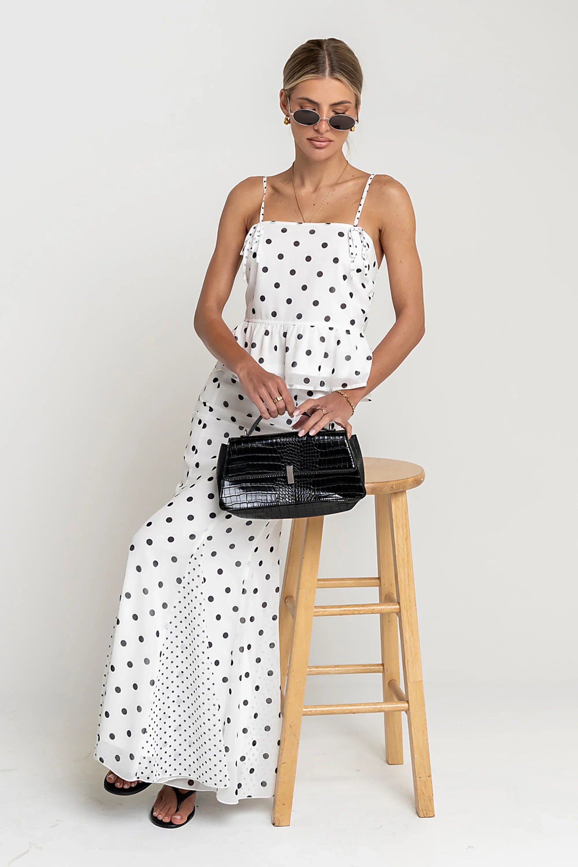 Freida Polka Dot Maxi Skirt in Ivory