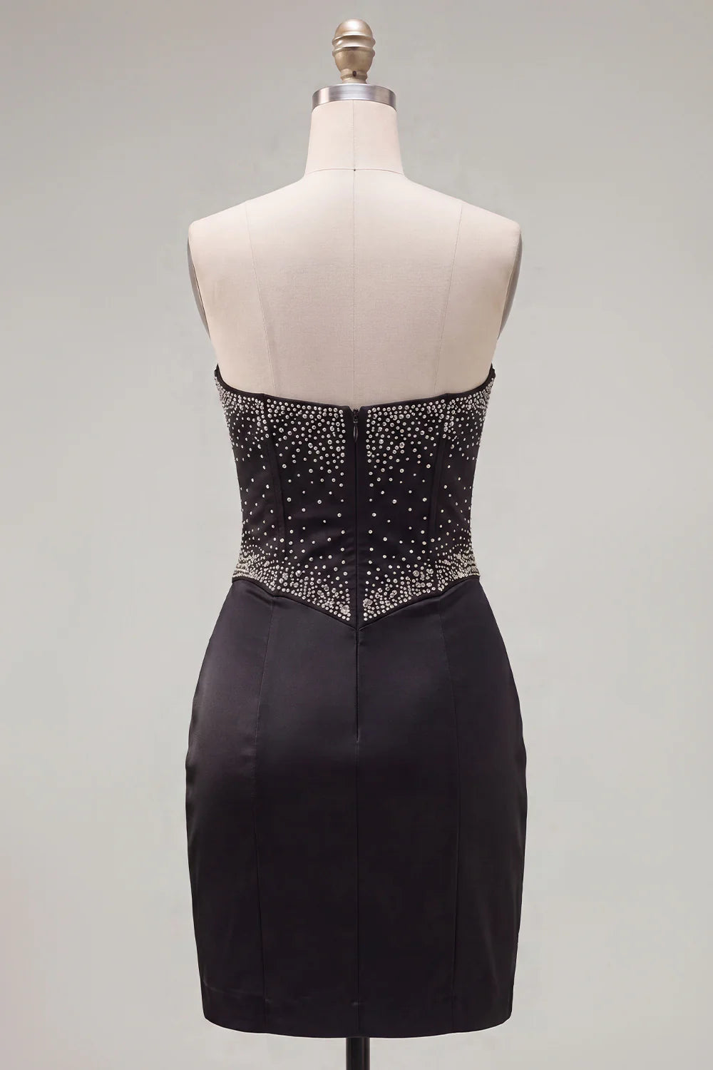 Black Strapless Beaded Cut Out Bodycon Short Homecoming Dress