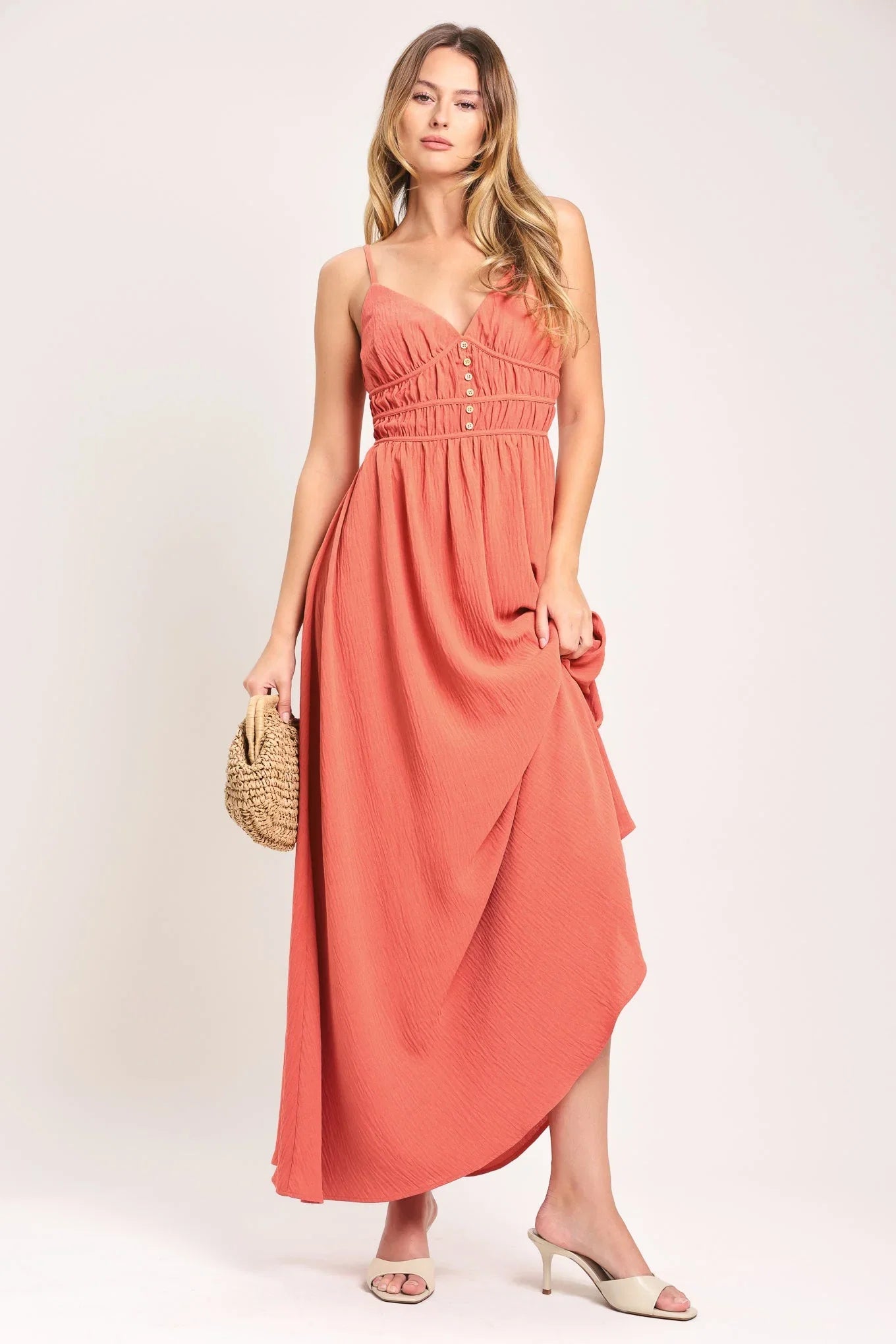 CORAL BLOSSOM MAXI DRESS