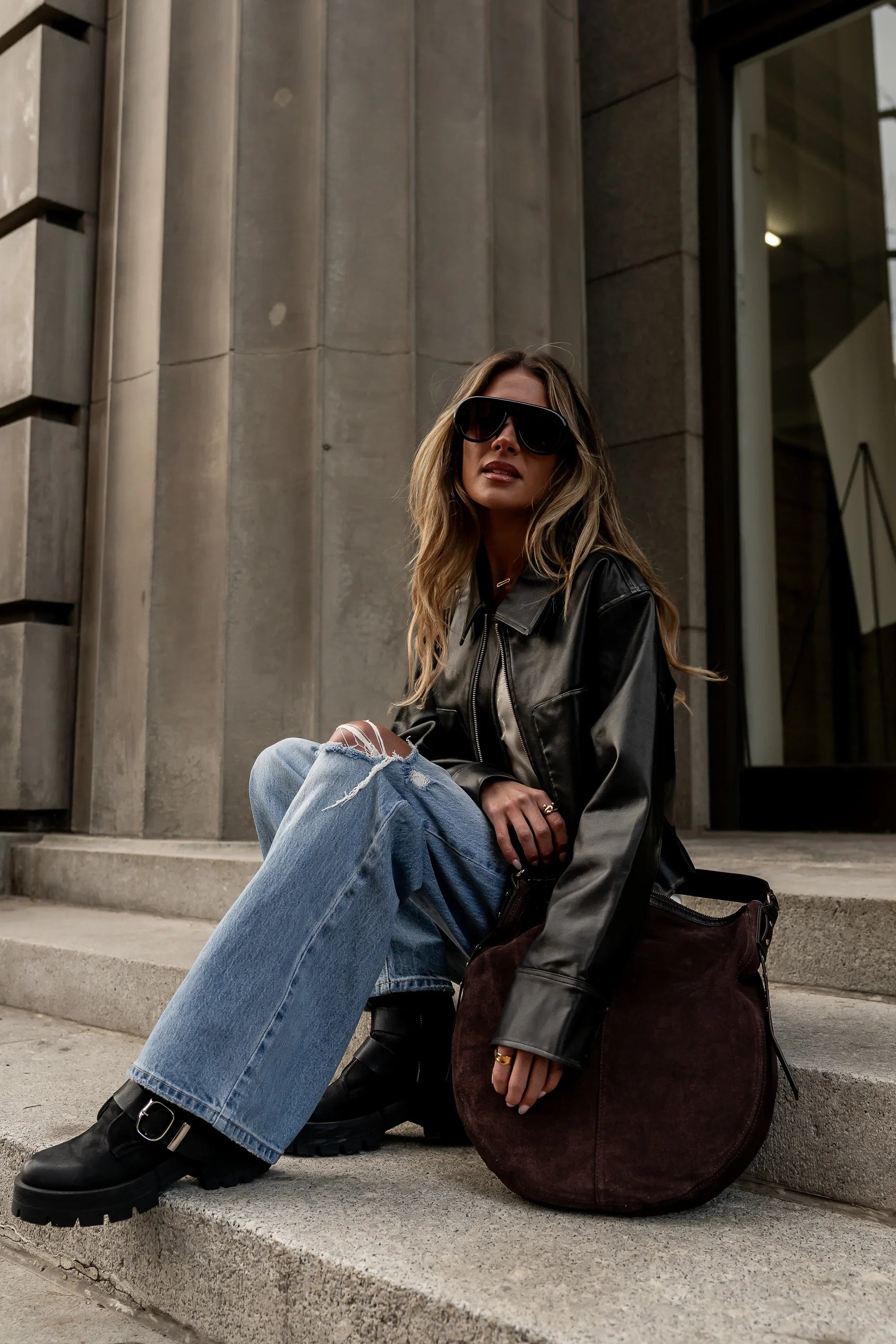 Jaymie Vegan Leather Jacket in Black FINAL SALE