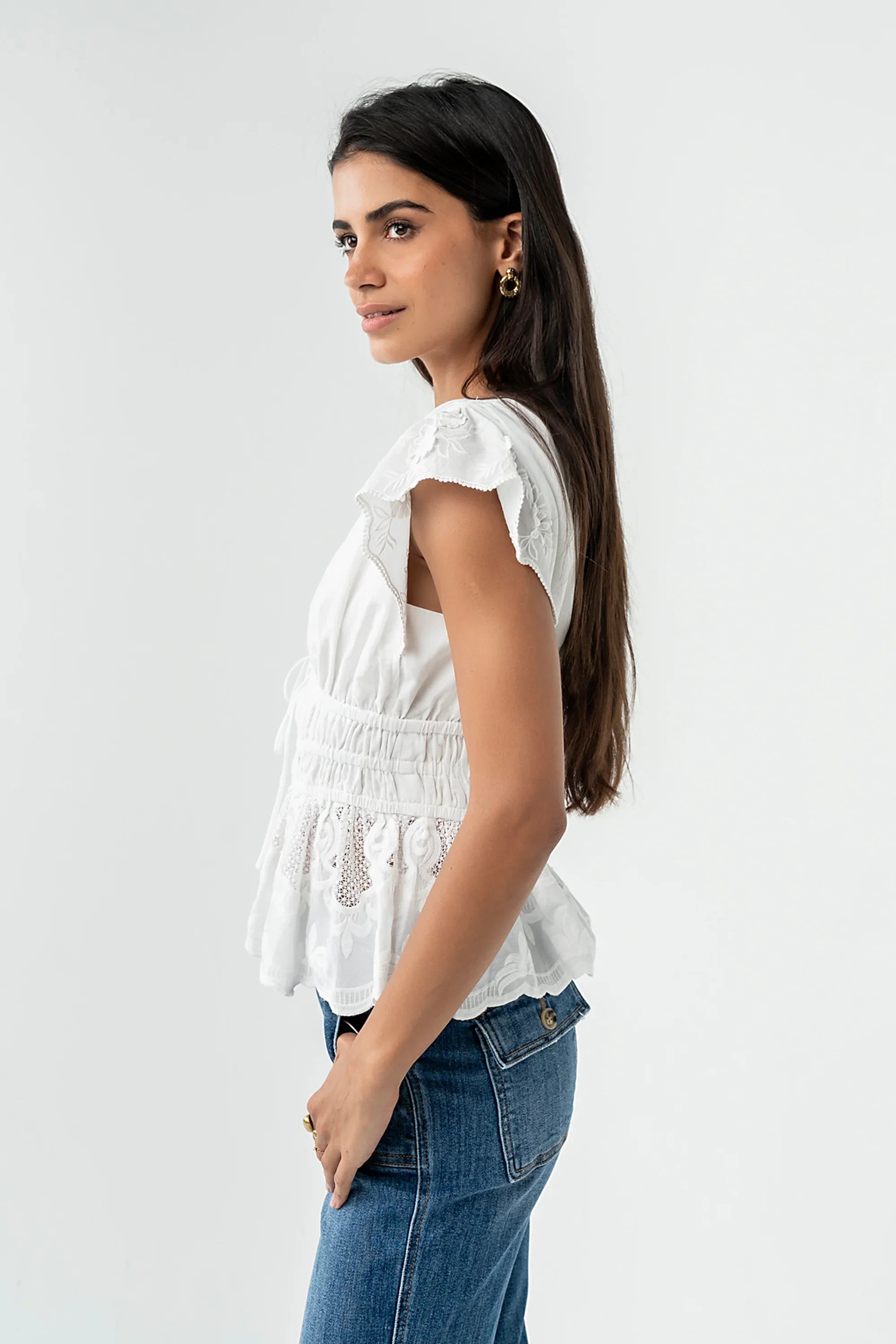 Kadie Embroidered Blouse in White