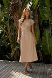 Vaeda Ribbed Tie Dress in Tan FINAL SALE