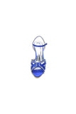 Crystal Cross Straps Open Toe Chunky Heels