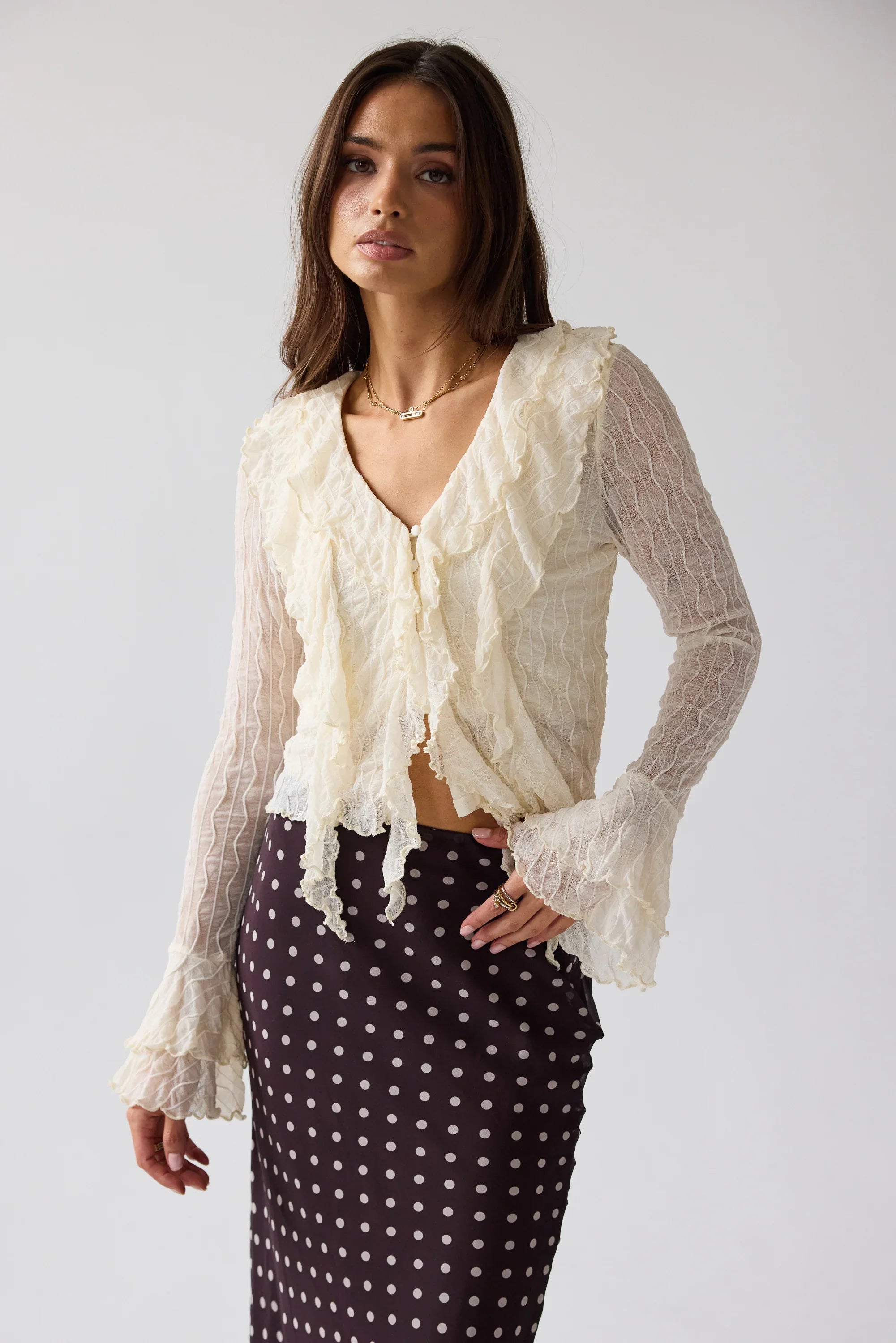 Joy Ruffle Top in Ivory FINAL SALE