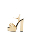 Outdoor Gold Platform Sandals with Chunky Heels