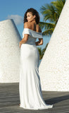 Freya Gown OFF WHITE OFF THE SHOULDER STRETCH SPANDEX DRESS