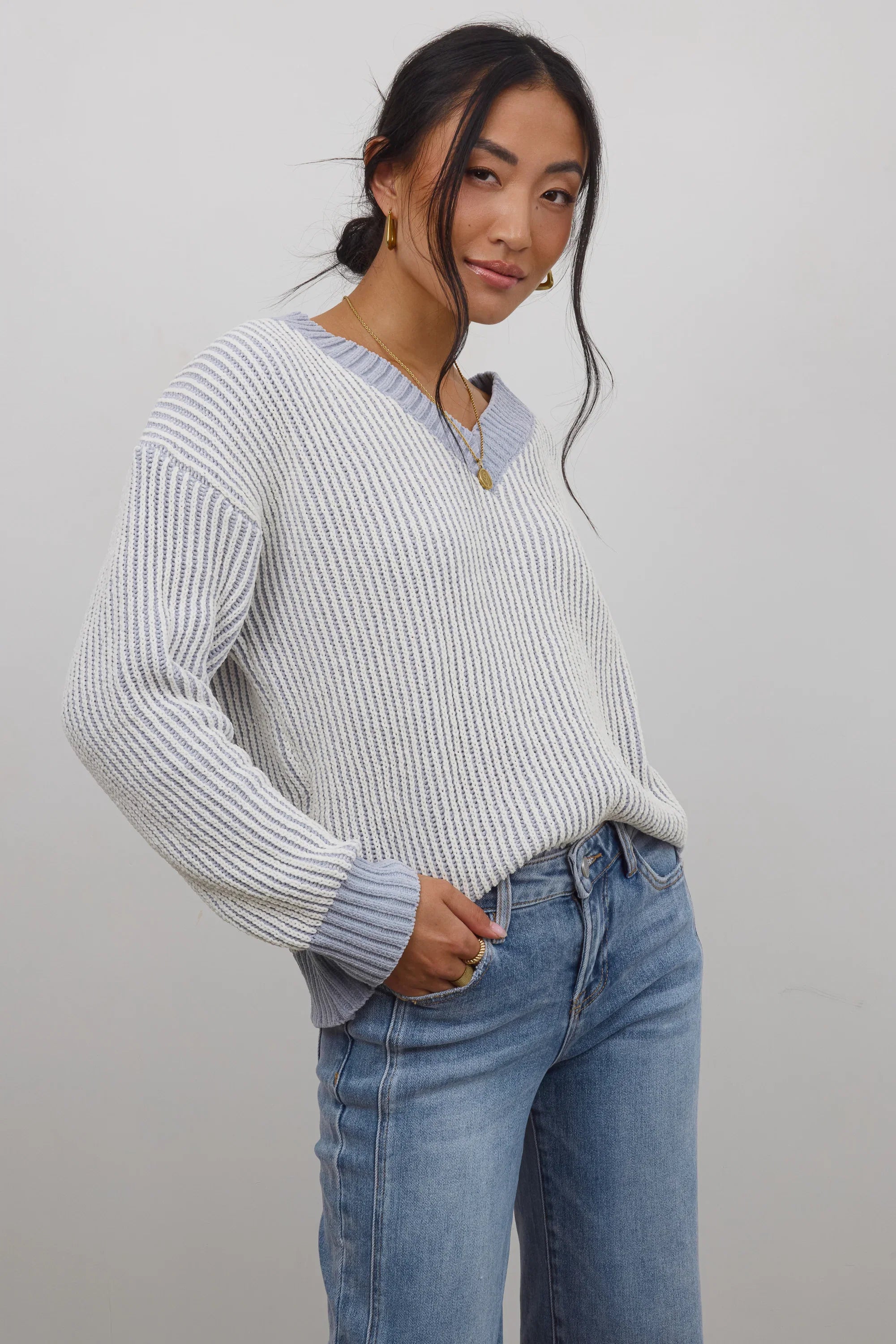 Glinda Knit Sweater in Blue FINAL SALE