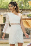 The Elysian Dress White One Shoulder Lace Dress