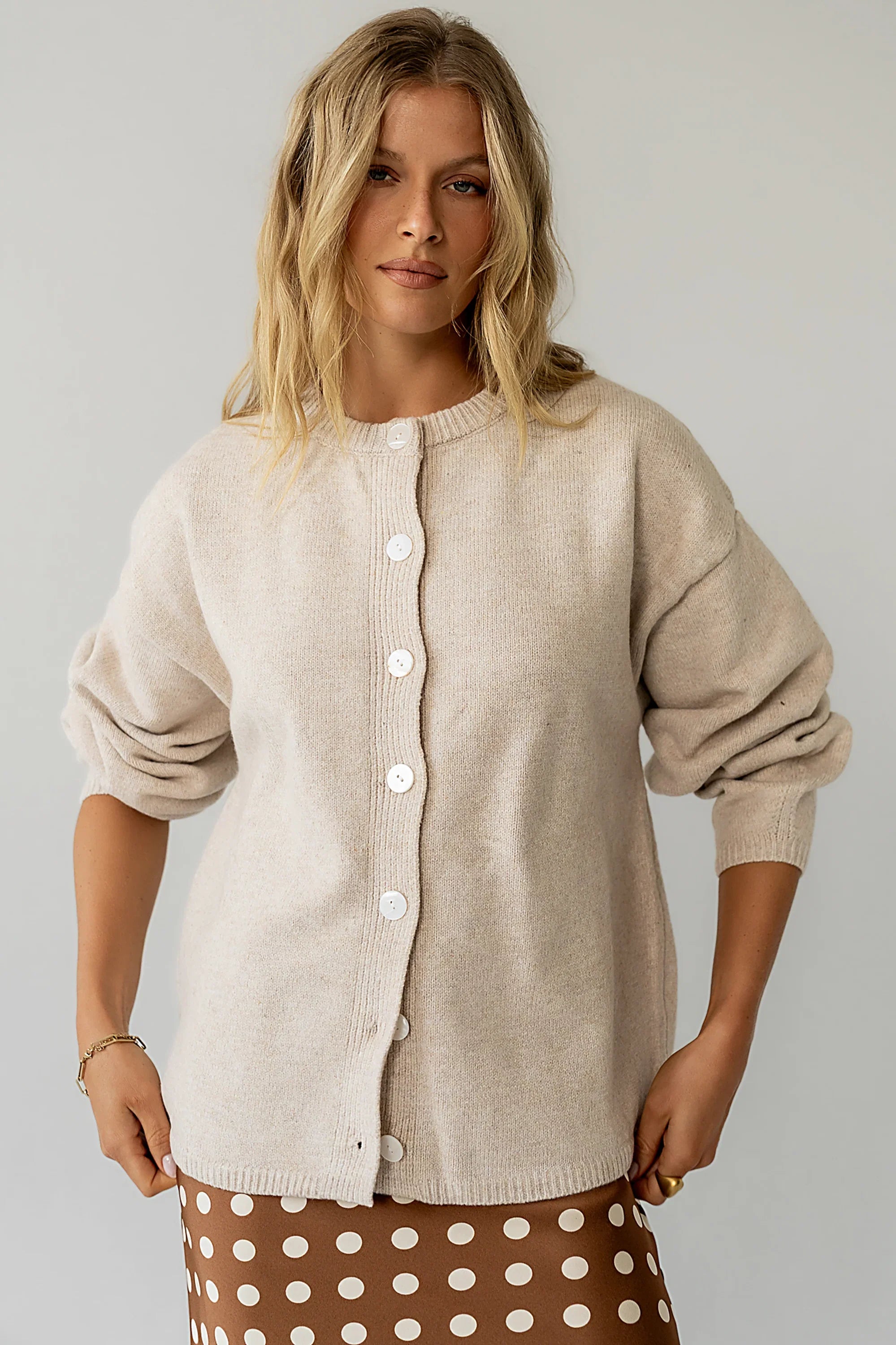 Kaia Knit Cardigan in Oatmeal