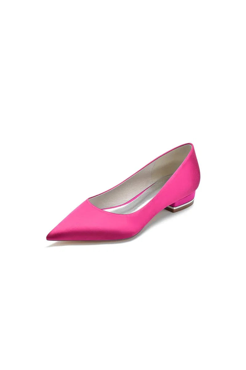 Simple Pointed Toe Satin Low Heels