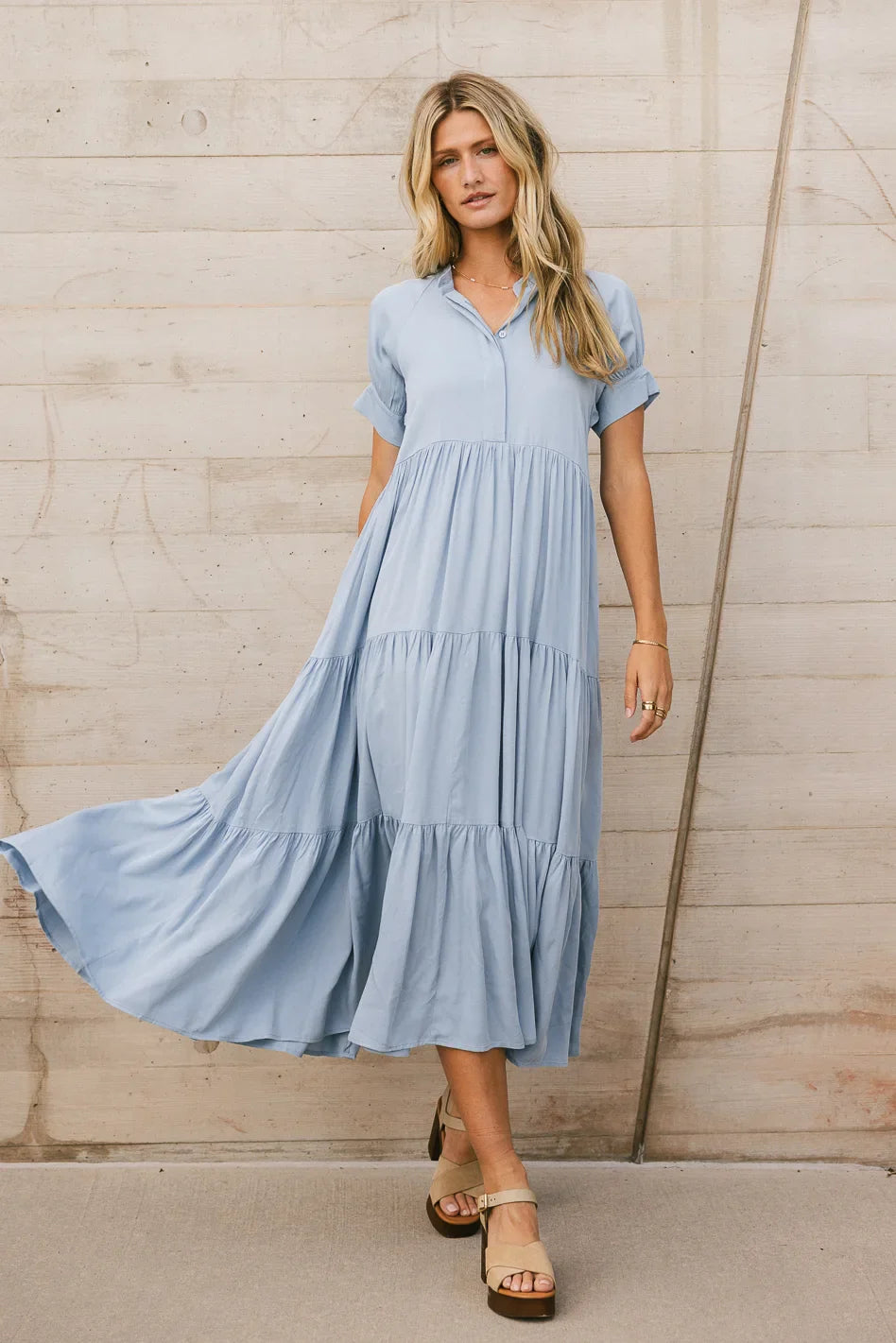 Amanda Tiered Dress in Blue FINAL SALE